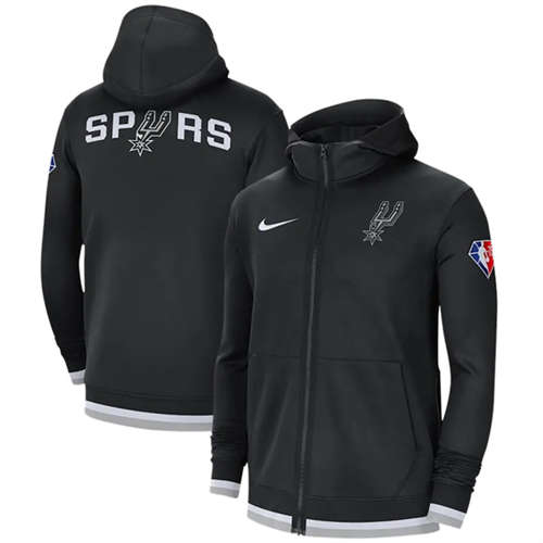 San Antonio Spurs Black 75th Anniversary Performance Showtime Full-Zip Hoodie Jacket